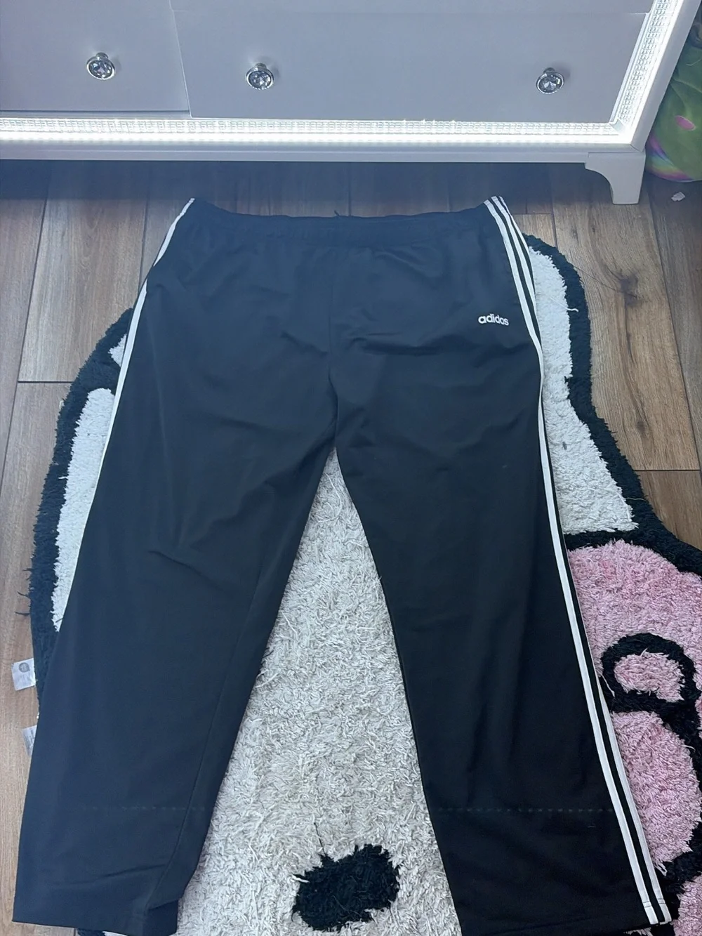 adidas Black Joggers with White Side Stripes